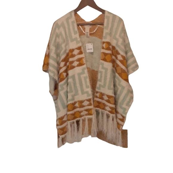 NWT - Free People Diamondback Cozy Kimono Poncho Soft Southwest Boho Ivory O/S - Picture 4 of 7